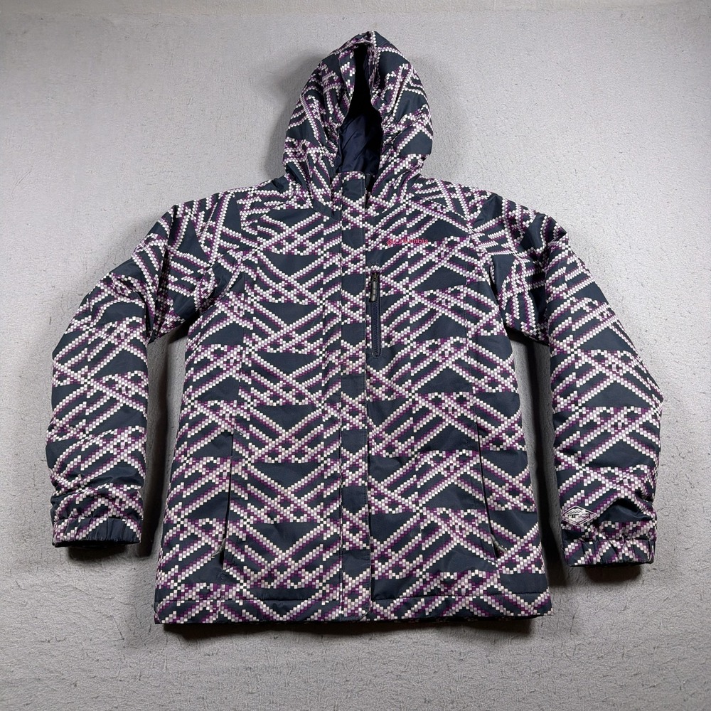 Columbia‎ Jacket Youth Large 14-16 Blue Omni Heat Omni Tech Ski Hooded Insulated